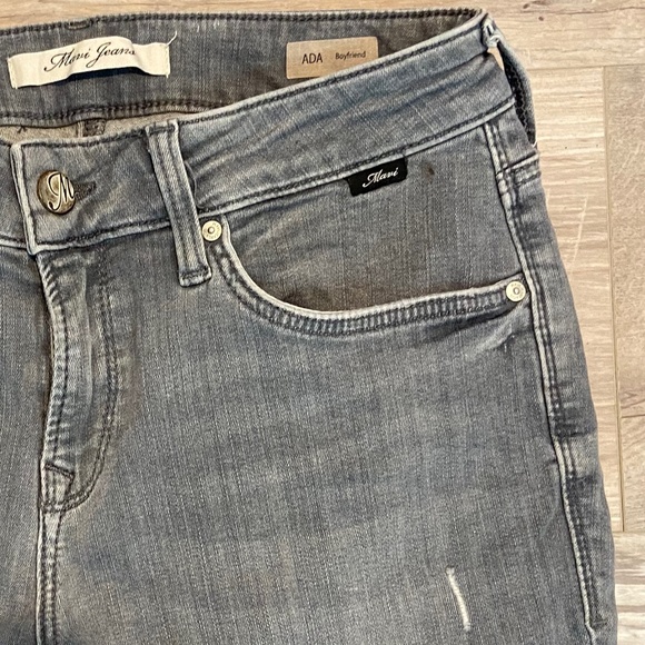 Mavi Ada Boyfriend Grey Tribecca Distressed Jeans - Picture 7 of 9